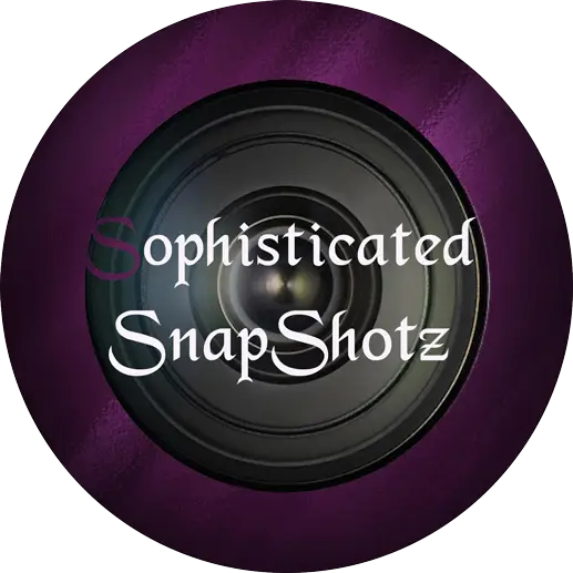 Logo of Sophisticated Snapshotz featuring a camera lens design with purple background.